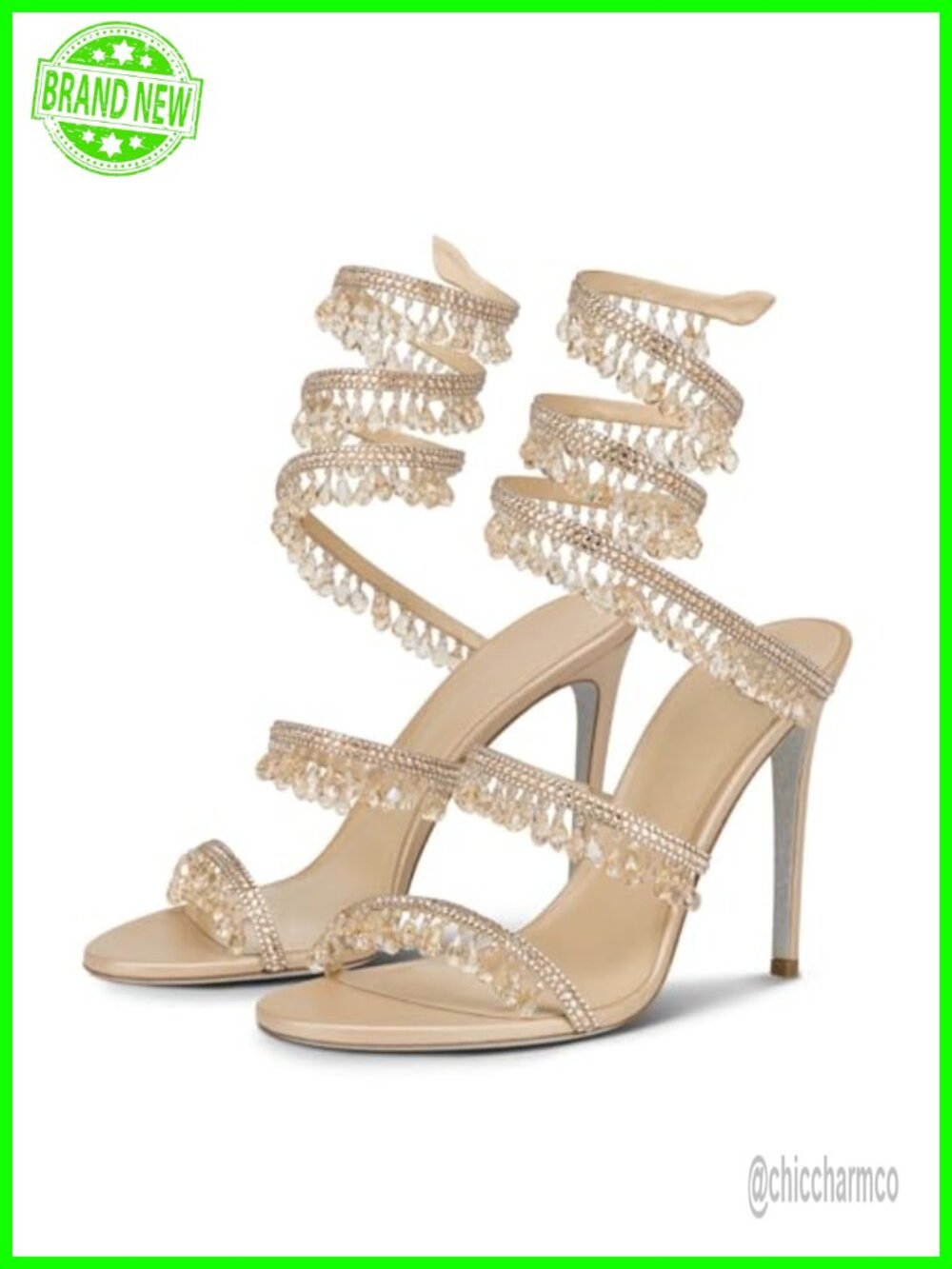 Rhinestone Wrap Around Strappy Lace Up Stiletto High Heel Sandals